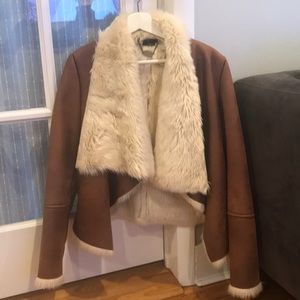 SCOOP NYC faux fur and leather jacket